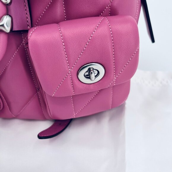 Coach Tabby Backpack Pillow Quilting Nappa Leather Pink Convertible Chain Strap - Picture 8 of 16